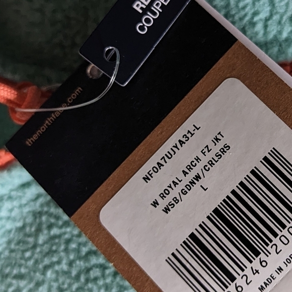 The North Face Royal Arch Jacket Womens Wasabi Gardenia Coral Fleece Zip - Picture 10 of 16